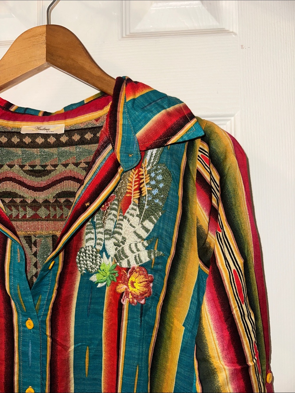 NWOT Andree By Unit - Savanna Jane Western Embroidered Button Down Duster - Picture 6 of 7